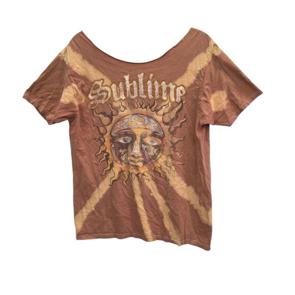 Sublime Shirt Large Brown Tie Dye Sun Logo Music Off Shoulder Short Sleeve - Picture 2 of 6
